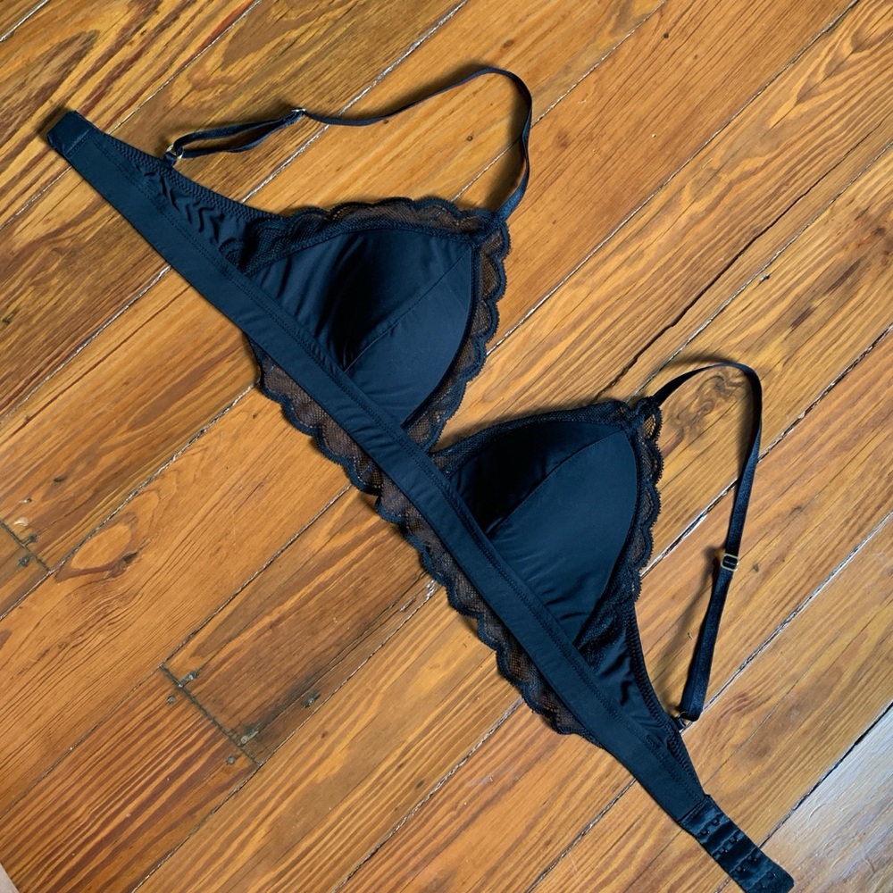 Black lace bralette with adjustable straps
